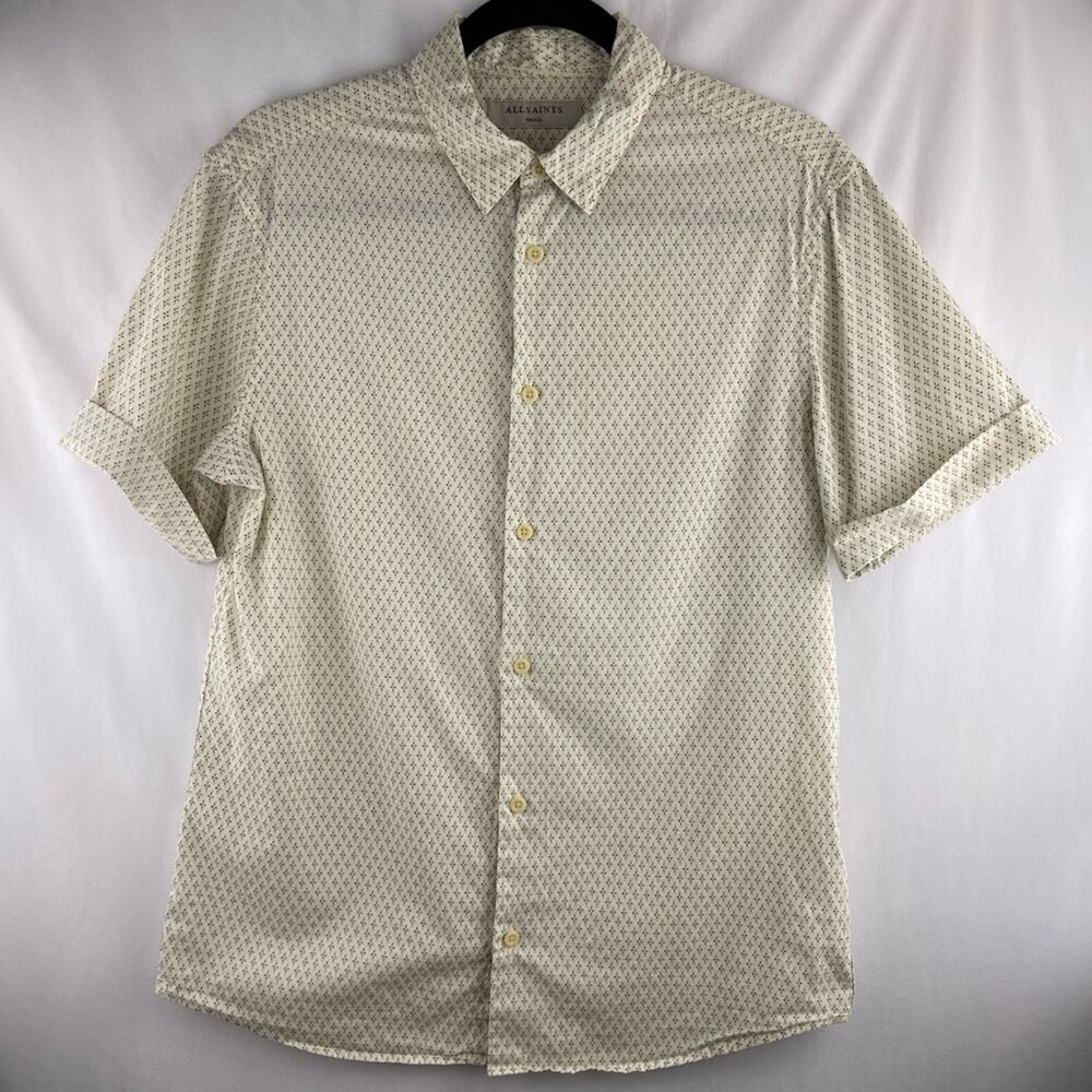 Allsaints Nissen Geo Short Sleeve Slim Fit Button-Down Shirt